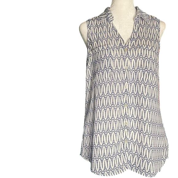 Express Tops - Express The Portofino Shirt Sleeveless Button Up Eiffel Tower Print  Size S
